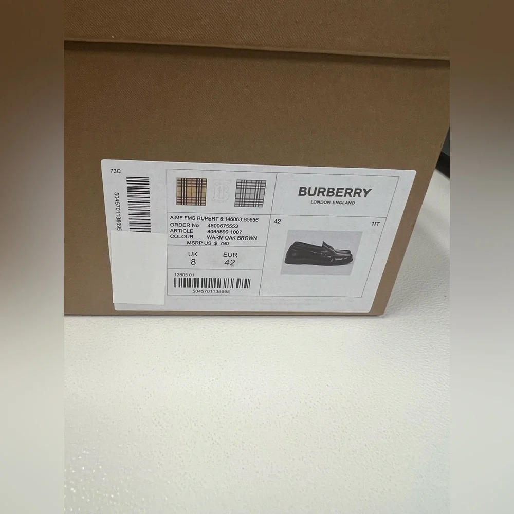 NIB- Burberry Tan Rupert’s coin Leather Loafers - Picture 11 of 12